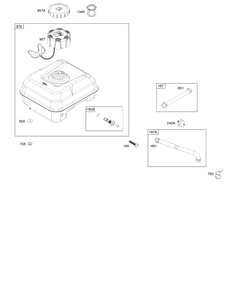 Fuel Supply Diagram and Parts List for 83132-0019-F1  Briggs and Stratton Engine